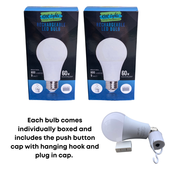 KNR LIGHTS - SOFT WHITE Rechargeable LED Bulb - 2 pk